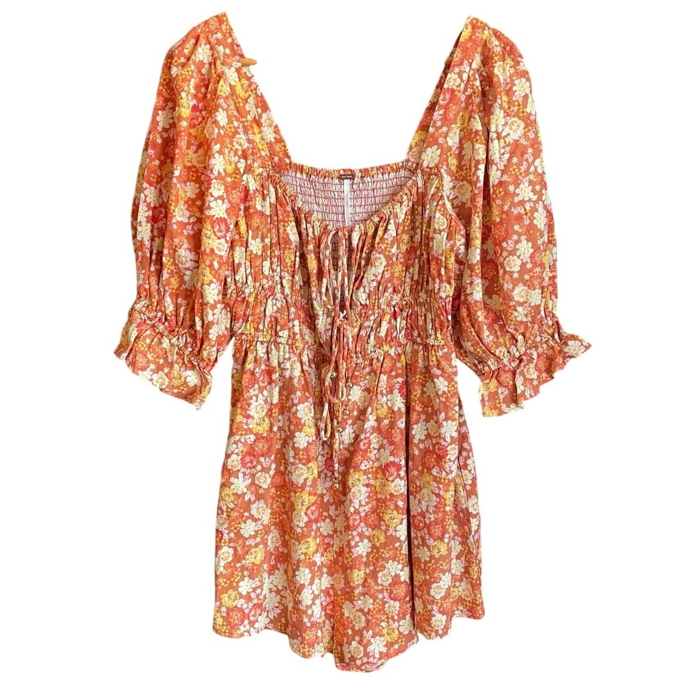 NEW Free People Size Small Show Me Love Romper Smocked Boho Festival Hippie $148 - Picture 4 of 9